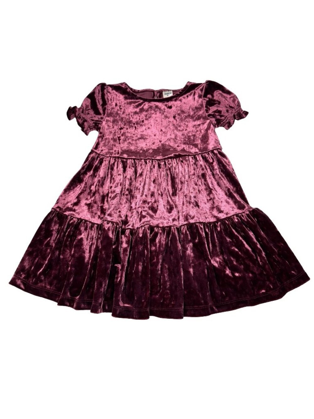 Oshkosh Velvet Tiered Dress Girls Sz 3 T Short Sleeve
